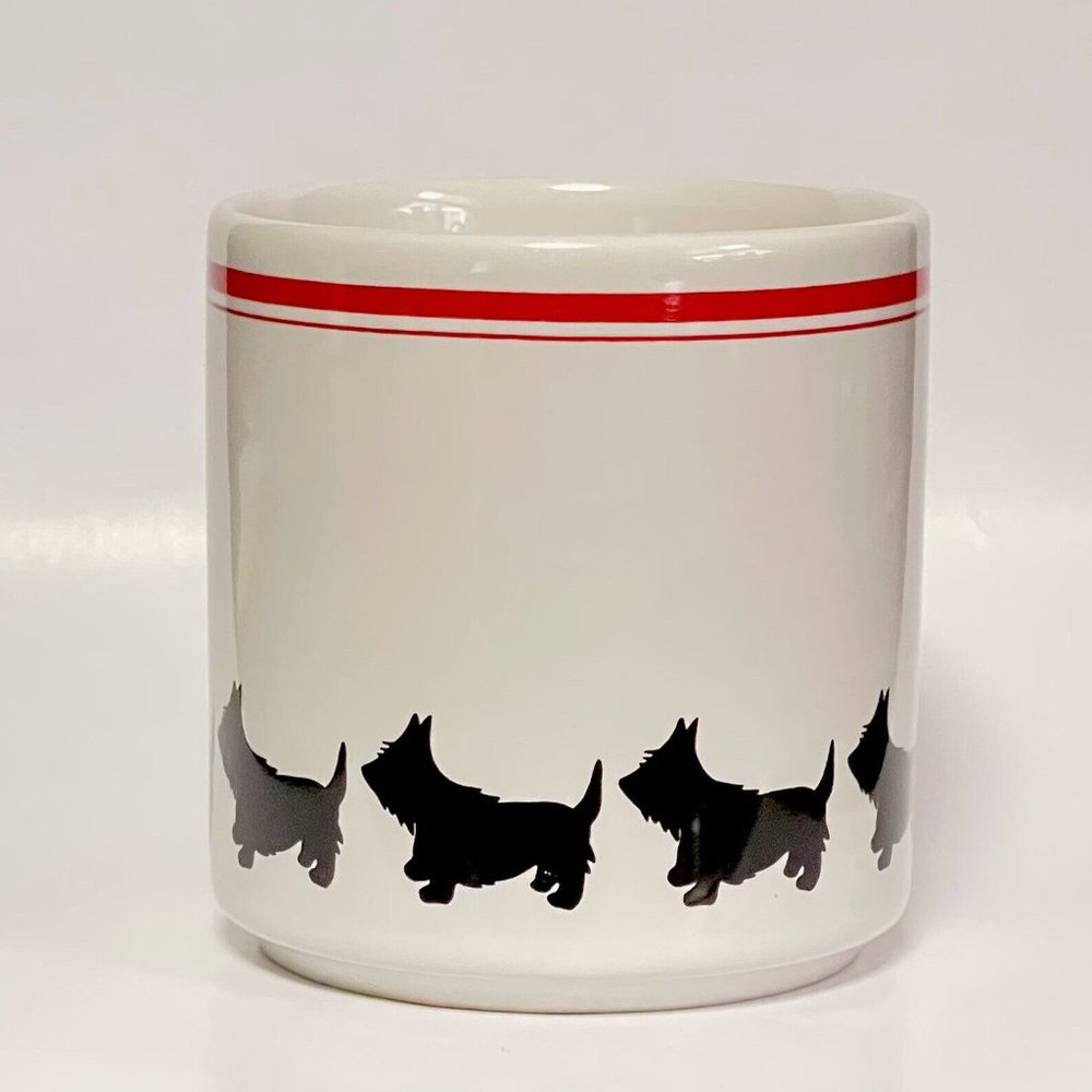 Dog Scottie set of 3 Dog Coffee Mugs White with Red Stripes & Red Bows, CUTE! - Picture 2 of 7